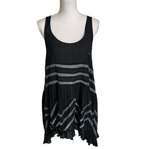 Intimately Free People Tank Tunic Dress Size Medium Black White Dots Aztec Mesh